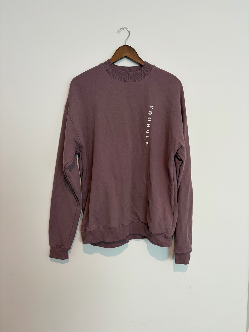 YoungLA Crewneck Sweatshirt M Dusty Mauve Brown Oversized Gym Pump Cover